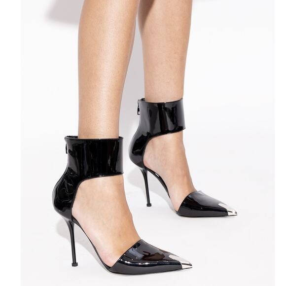 Alexander McQueen Ankle Cuff Pump Stiletto Heels Metal Toe Punk MISMATCHED 7/7.5 - Picture 1 of 15